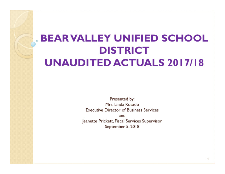 bear valley unified school district unaudited actuals