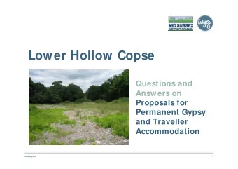 Lower Hollow Copse  Questions and  Answers on  Proposals for  Permanent Gypsy  and Traveller