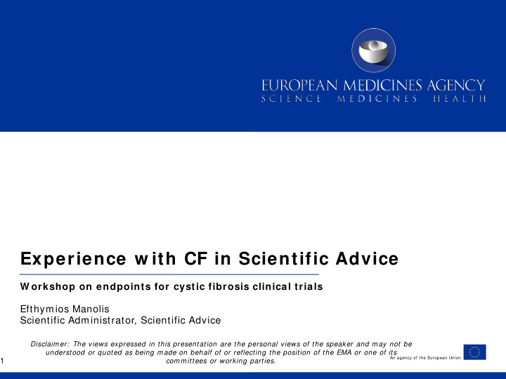 experience w ith cf in scientific advice