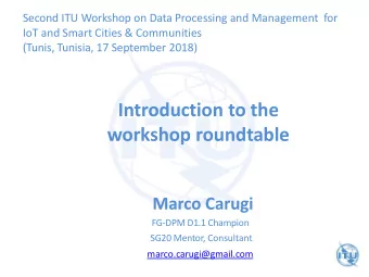 workshop roundtable  Marco Carugi  FG-DPM D1.1 Champion  SG20 Mentor, Consultant