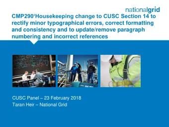 CMP290Housekeeping change to CUSC Section 14 to  rectify minor typographical errors, correct