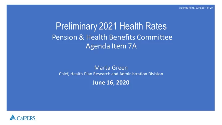 preliminary 2021 health rates