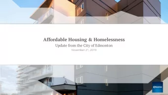 Affordable Housing &amp; Homelessness  Update from the City of Edmonton  November 21, 2019