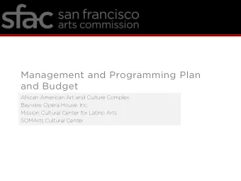 Management and Programming Plan  and Budget  African American Art and Culture Complex  Bayview