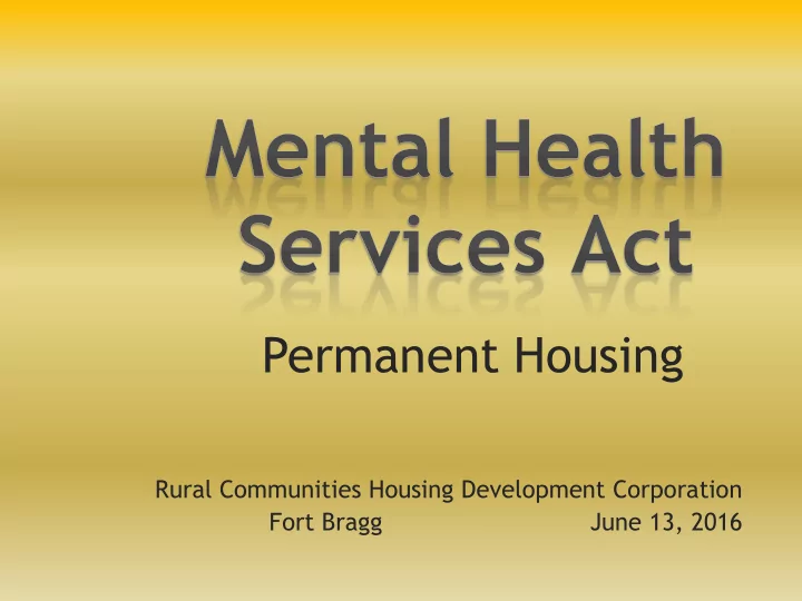 permanent housing