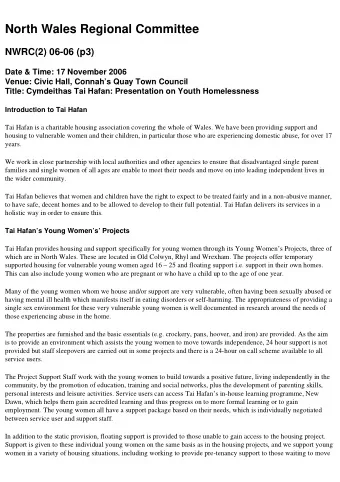 North Wales Regional Committee  NWRC(2) 06-06 (p3)  Date &amp; Time: 17 November 2006  Venue: Civic
