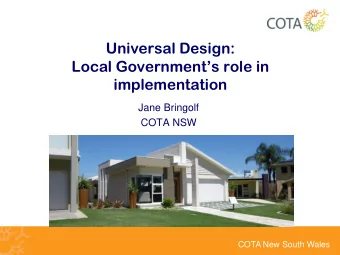 implementation  Jane Bringolf  COTA NSW  COTA New South Wales  Introduction  Resistance to