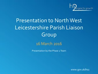 www.gov.uk/hs2  An update since we last met  Consultation update  Re- Balancing Britain
