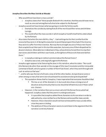 Josephus Describes the Mass Suicide at Masada -  Why would there have been a mass suicide? o