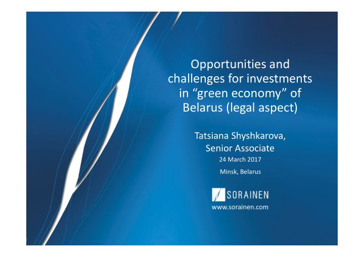 opportunities and challenges for investments in green