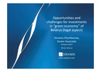 Opportunities and  challenges for investments  in green economy of  Belarus (legal aspect)