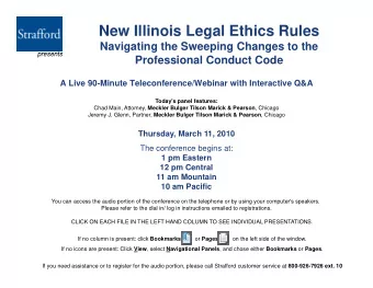 New Illinois Legal Ethics Rules  Navigating the Sweeping Changes to the  presents  presents