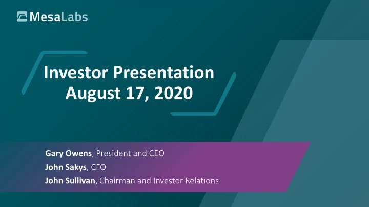 investor presentation august 17 2020