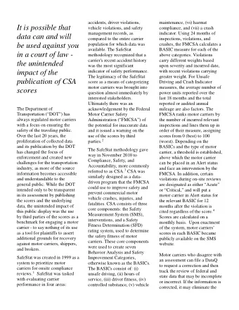 It is possible that  vehicle violations, and safety  compliance, and (vii) a crash  management