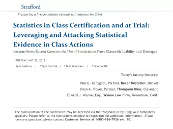 Evidence in Class Actions  Lessons From Recent Cases on the Use of Statistics to Prove Classwide