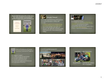 Simply Stated  Systematic and intentional undergraduate  exploration of purpose, calling, and  This