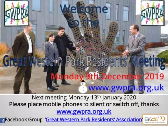 Wel  elco  come  me  to th  to  the Next meeting Monday 13 th January 2020  Please  Pl  se place