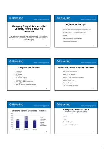 1  Adult Social Care &amp; Commissioning  Dealing with Learning &amp; Achievement Complaints