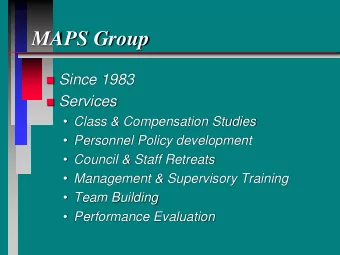 MAPS Group  Since 1983  Services  Class &amp; Compensation Studies  Personnel Policy