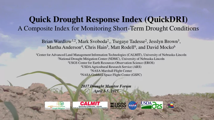 quick drought response index quickdri
