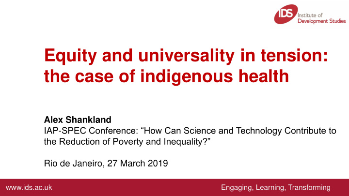 the case of indigenous health