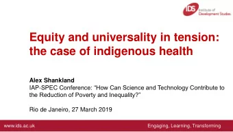 the case of indigenous health  Alex Shankland IAP- SPEC Conference: How Can Science and