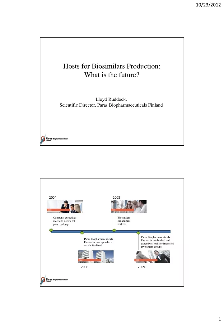 hosts for biosimilars production what is the future
