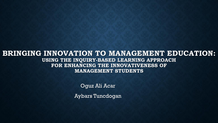 bringing innovation to management education