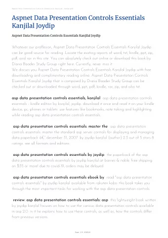 Aspnet Data Presentation Controls Essentials  Kanjilal Joydip  Aspnet Data Presentation Controls