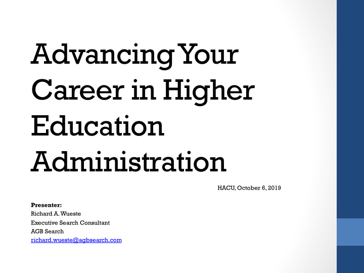 advancing your career in higher education administration