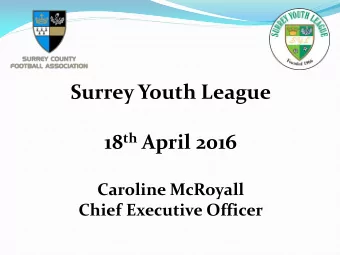18 th April 2016  Caroline McRoyall  Chief Executive Officer  Why is RESPECT in Youth games