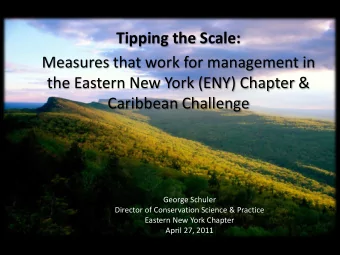 the Eastern New York (ENY) Chapter &amp;  Caribbean Challenge  George Schuler  Director of