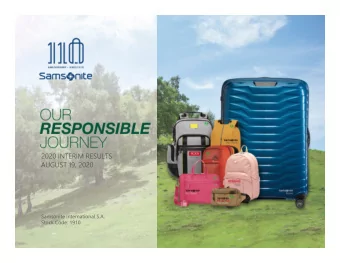2020 INTERIM RESULTS  AUGUST 19, 2020  Samsonite International S.A.  Stock Code: 1910  Disclosure