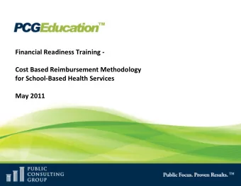 Financial Readiness Training -  Cost Based Reimbursement Methodology  for School-Based Health