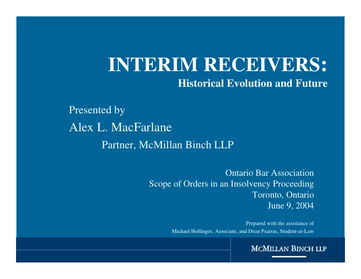 interim receivers