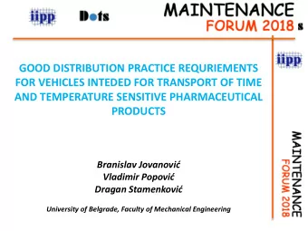 GOOD DISTRIBUTION PRACTICE REQURIEMENTS  FOR VEHICLES INTEDED FOR TRANSPORT OF TIME  AND