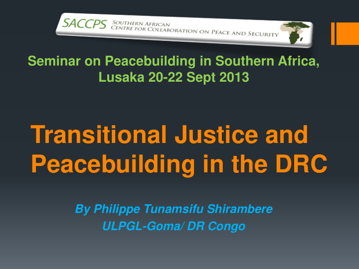 transitional justice and peacebuilding in the drc