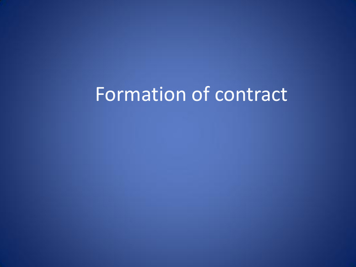 formation of contract