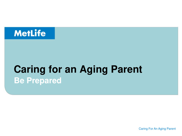 caring for an aging parent