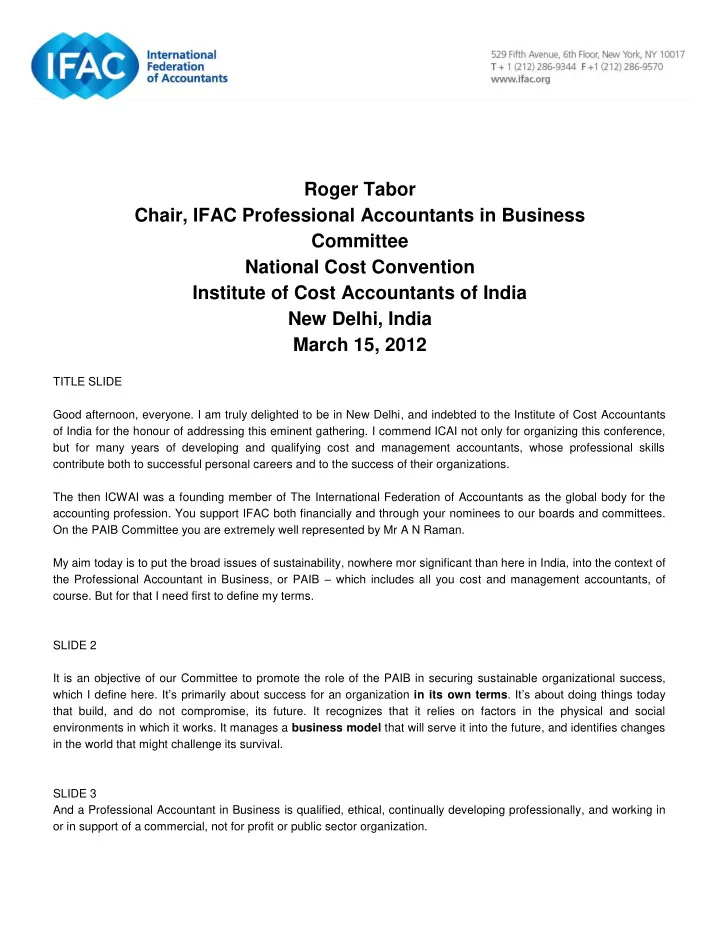roger tabor chair ifac professional accountants in