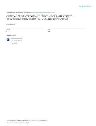 CLINICAL PRESENTATION AND OUTCOME OF PATIENTS WITH  PARAPHENYLENEDIAMINE (KALA-PATHAR) POISONING