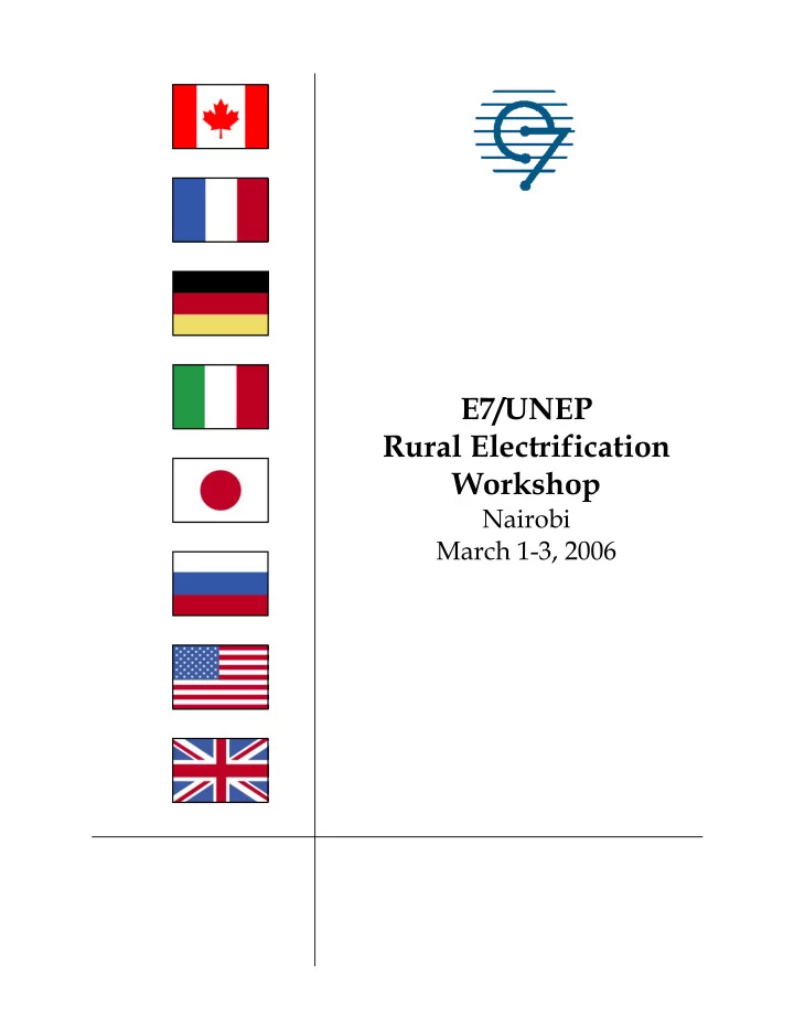 e7 unep rural electrification workshop