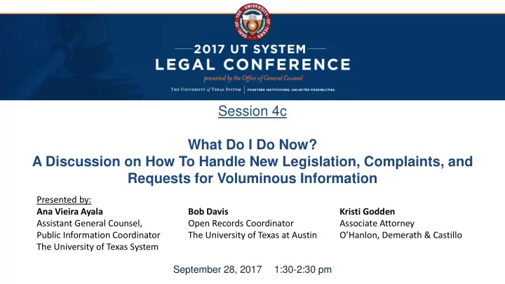 session 4c what do i do now a discussion on how to handle