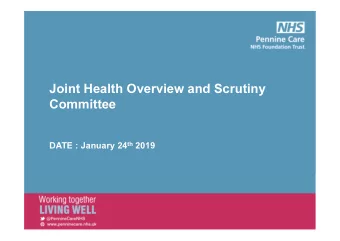Joint Health Overview and Scrutiny  Committee DATE : January 24 th 2019  24Date  Finance Update