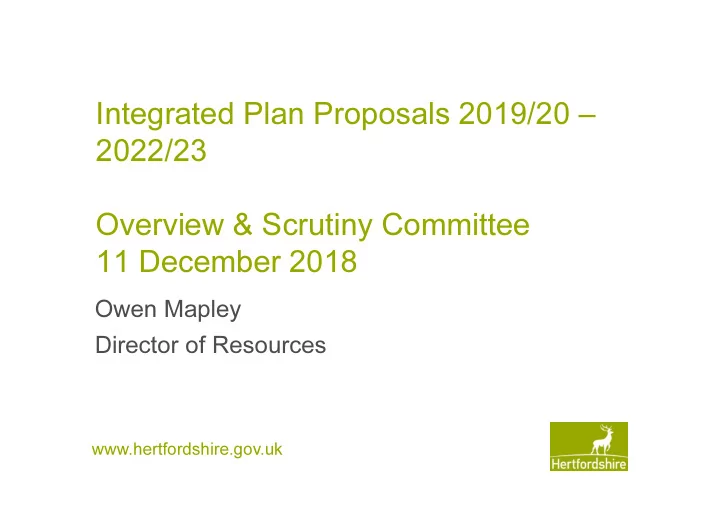 integrated plan proposals 2019 20 2022 23 overview