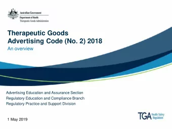 Therapeutic Goods  Advertising Code (No. 2) 2018  An overview  Advertising Education and Assurance
