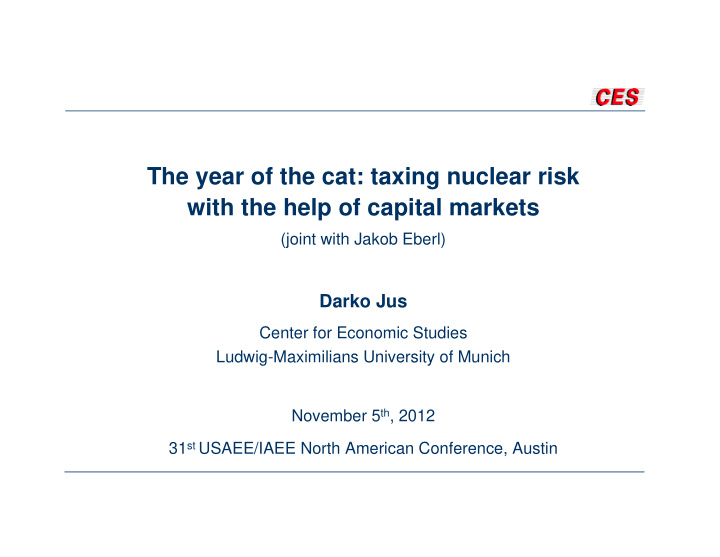 the year of the cat taxing nuclear risk with the help of