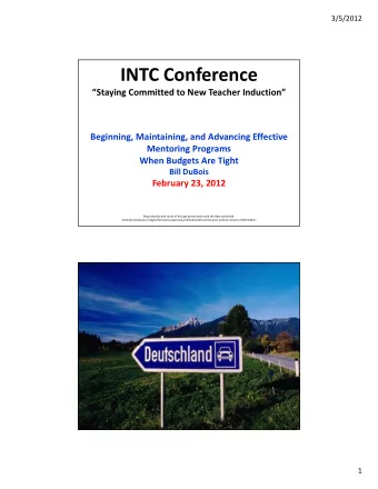 INTC Conference  Staying Committed to New Teacher Induction  Beginning, Maintaining, and