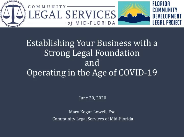 establishing your business with a strong legal foundation