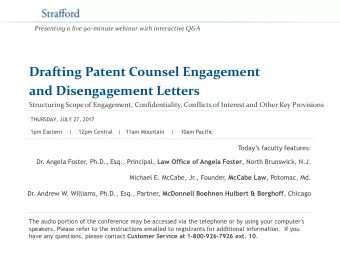 and Disengagement Letters  Structuring Scope of Engagement, Confidentiality, Conflicts of Interest